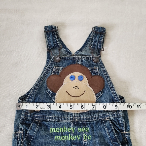 Oshkosh Denim Monkey Overalls Custom Applique 6 Months - Picture 7 of 9